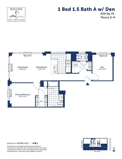 the floor plan of 1 bed 15 bath a wa den